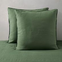 ATLINIA 100% Linen Pillow Shams Euro Size Green Linen Pillow Case