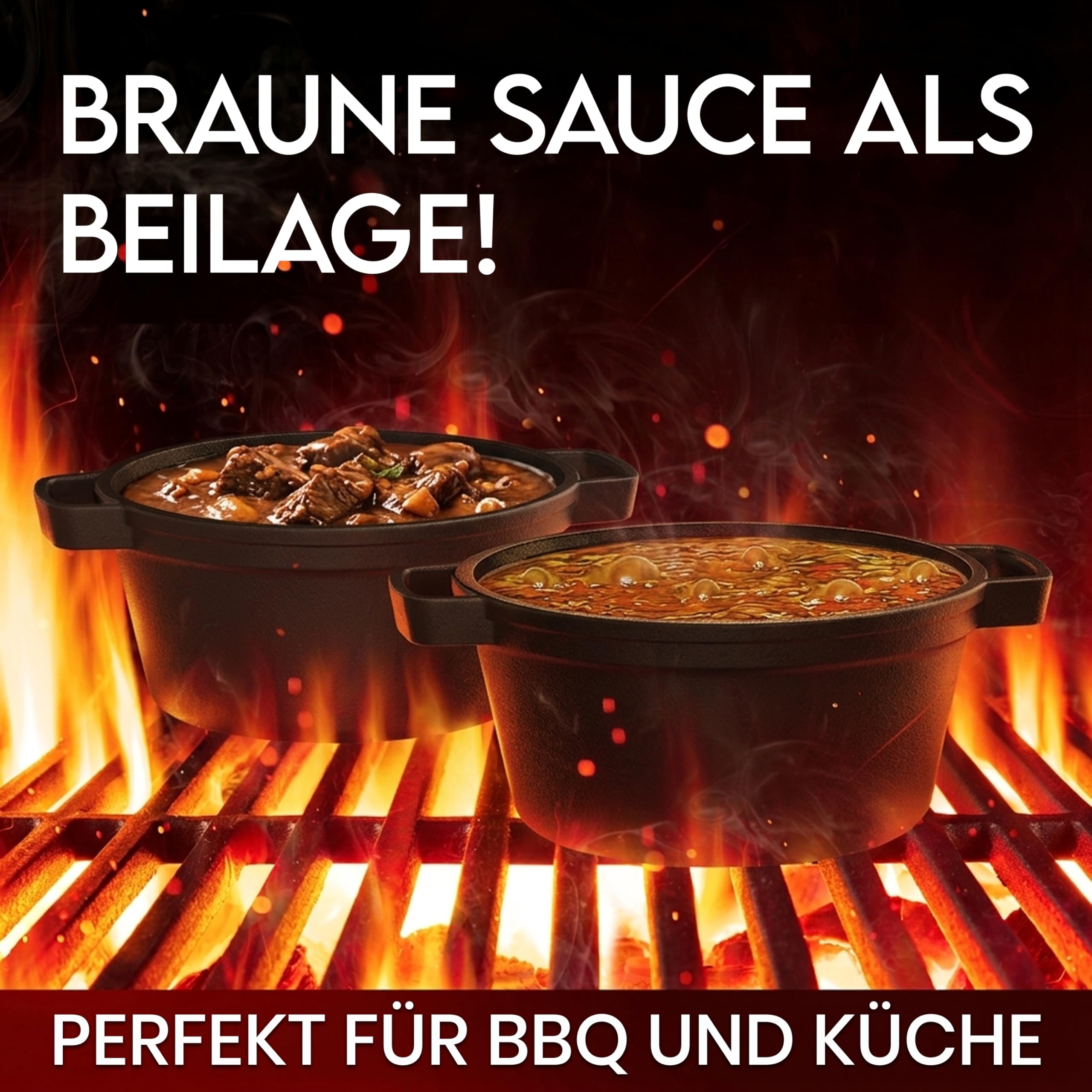 GUSSKÖNIG Dutch Oven Set 11-teilig – bereits eingebranntes Gusseisen Topf Set – Bratpfanne, Grilltopf, Deckelheber, Untersetzer & Echtleder-Griffschutz + Rezeptbuch & Pflegepaste – 30 Jahre Garantie