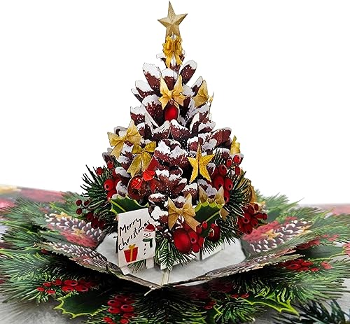 Pinecone - Tarjetas de Navidad desplegables - Tarjeta de Navidad para marido, tarjetas de Navidad de 6 x 8 pulgadas para niños, vacaciones, lindas