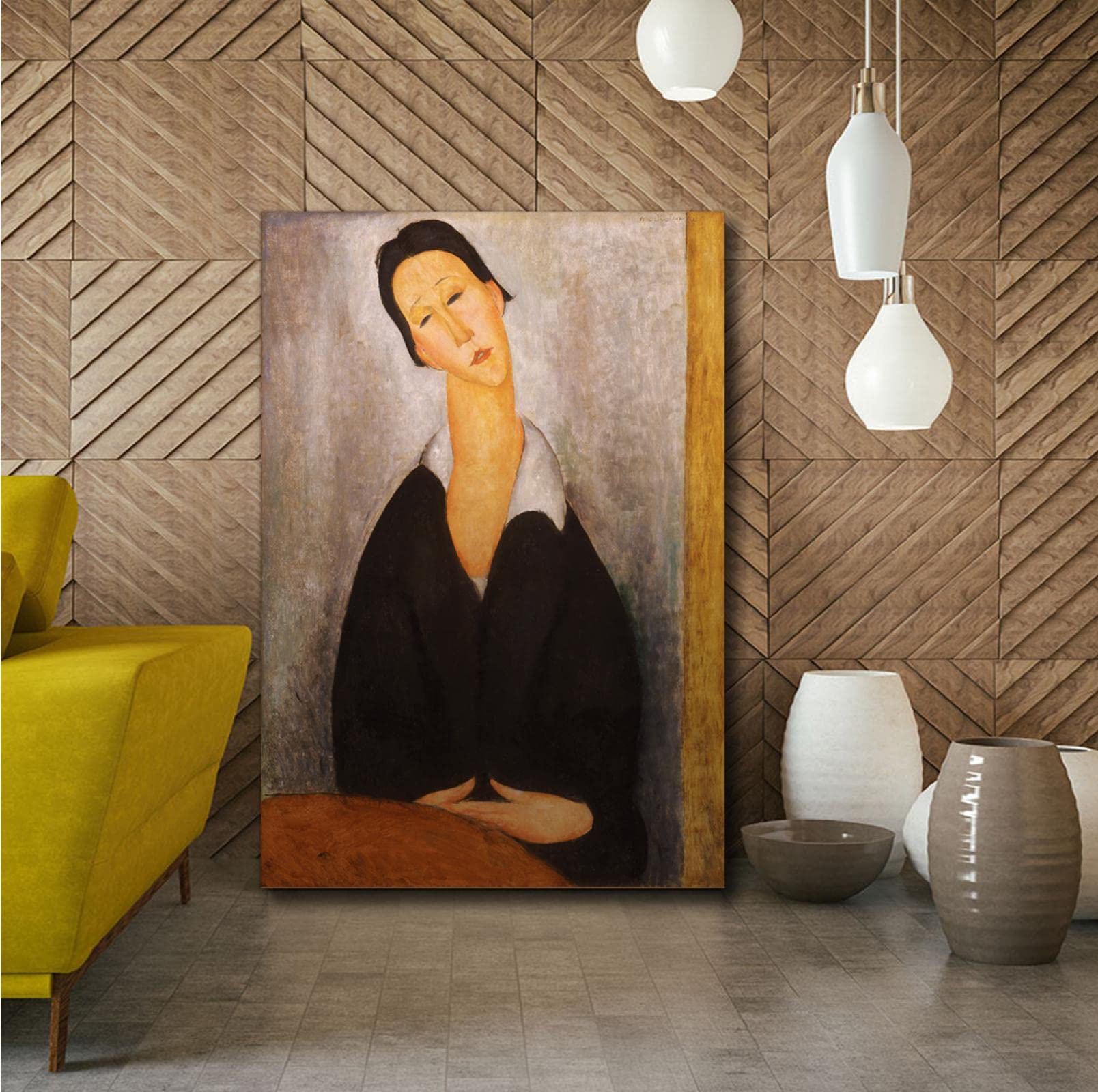 KAWAAI Arte Cartel Imprimir Expresionismo Amedeo Modigliani Retrato de Baranowski Pintura Decorativa Lienzo Arte Mural para Sala de Estar 52x35cm Marco interno