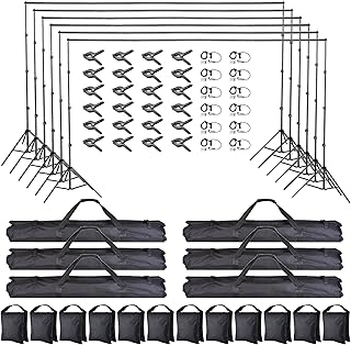 AW 6 Packs 8.5x10Ft Photography Background Backdrop Support Stand Kit Video Shooting with Carry Bag for Studio Photo Party Portrait Shooting Birthday Classroom Stage for Puppets
