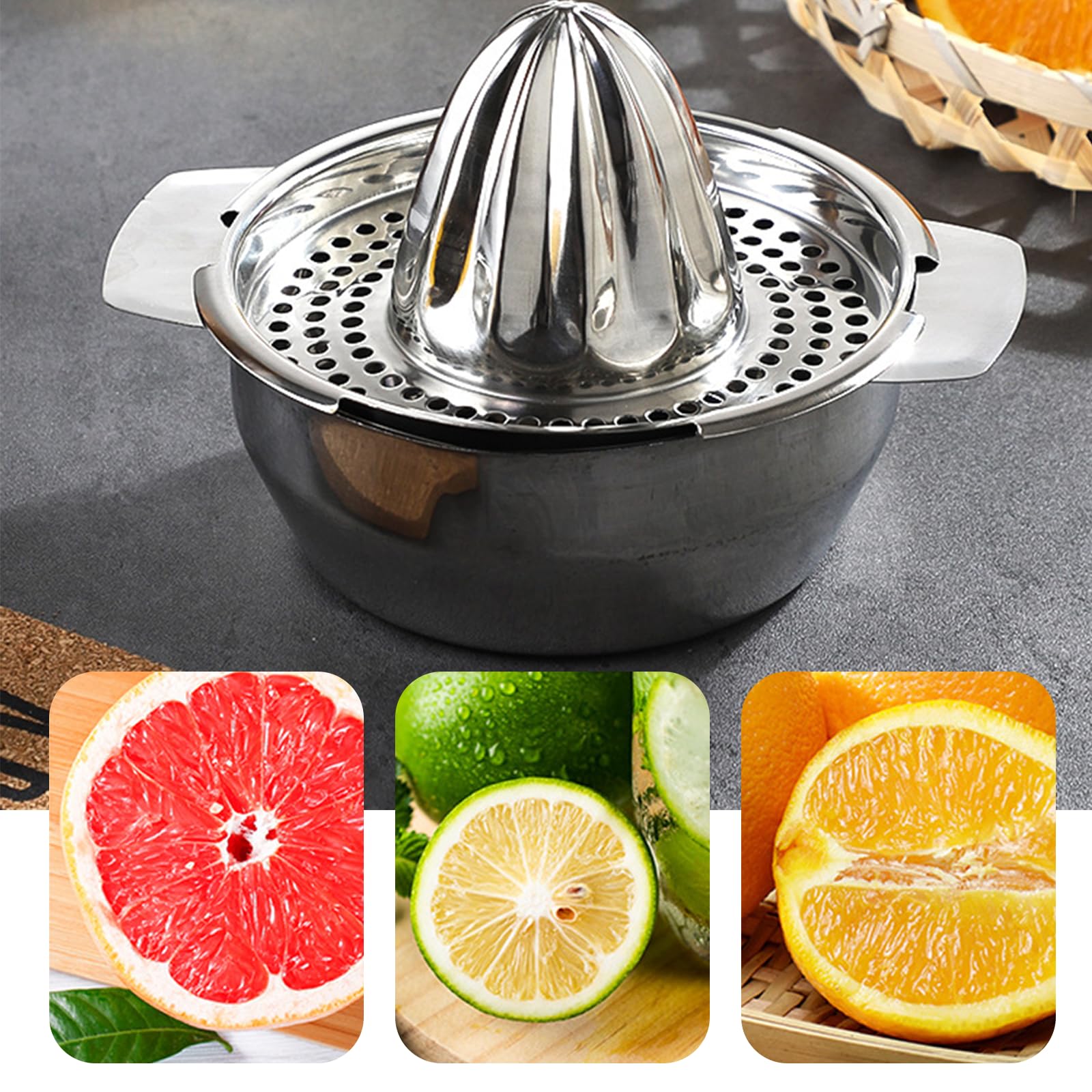 Presse-agrumes Manuel En Inox - Presse Orange Et Citron Rotation - Design Détachable Facile à Nettoyer