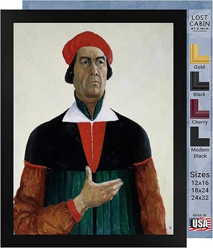 Miniatura 1 de Autorretrato de la cabaña perdida por Kazimir Malevich Impresión en marco biselado negro  Reproducción de pinturas de obras de arte finas  Póster