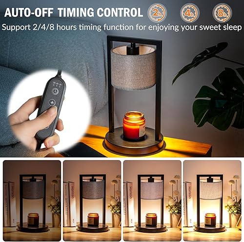 Miniatura 10 de Dexnump Lámpara calentadora de velas con 2 bombillas, calentador eléctrico para velas en frascos, lámpara totalmente regulable, portavelas