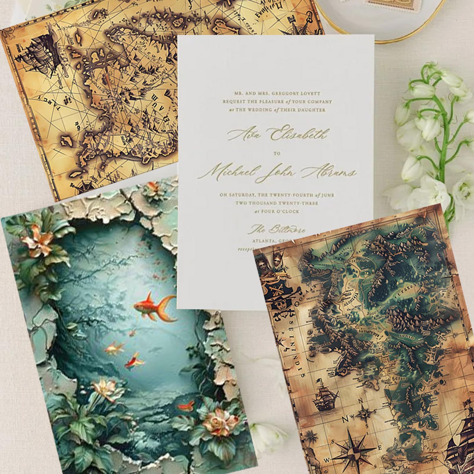 30 Fogli Carta Scrapbooking Mappe Marine - Vintage Per Decoupage, Journaling E Fai Da Te - Foto 13