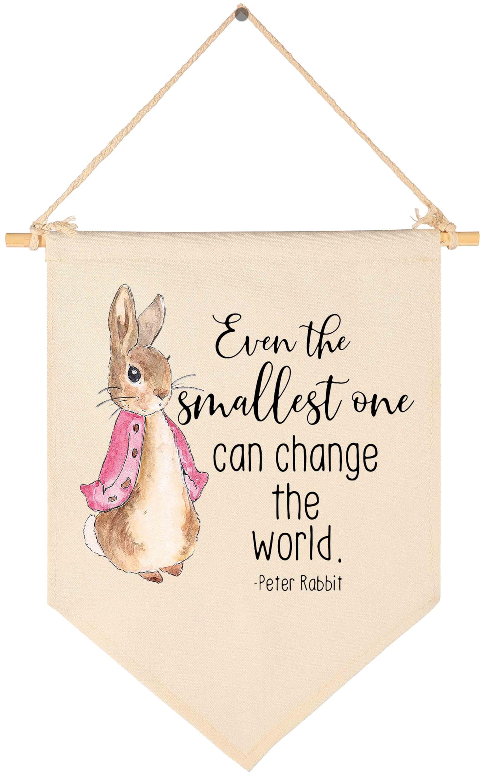Girls Gifts-Even The Smallest One Can Change The World -Easter Canvas Hanging Flag Banner Wall Sign Decor Gifts for Baby Kids Girls Nursery Teen Room