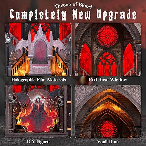 Miniatura 57 de Kit de rincón de libros en miniatura, rompecabezas de madera 3D con luz LED para decoración de estantería (más allá de la biblioteca)