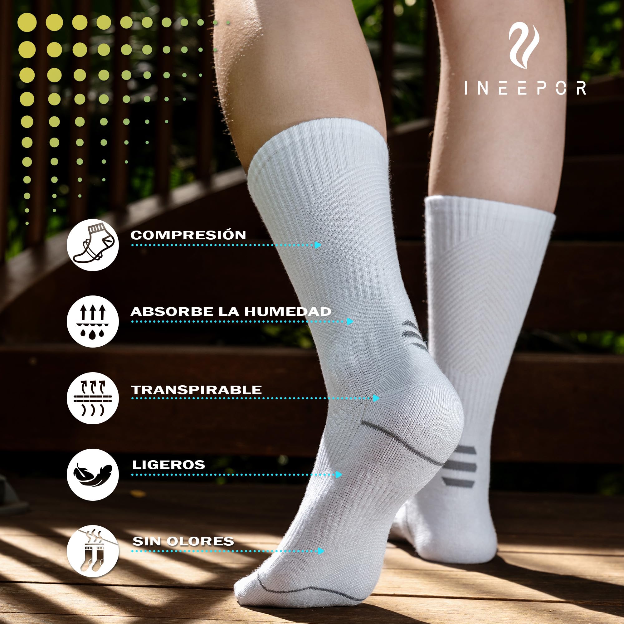 ineepor 6 Pares Bambú Calcetines de Compresión Hombres/Mujeres – Ligera, Sin Costuras, Transpirantes, Anti-Olor – Carrera, Senderismo, Bicicleta