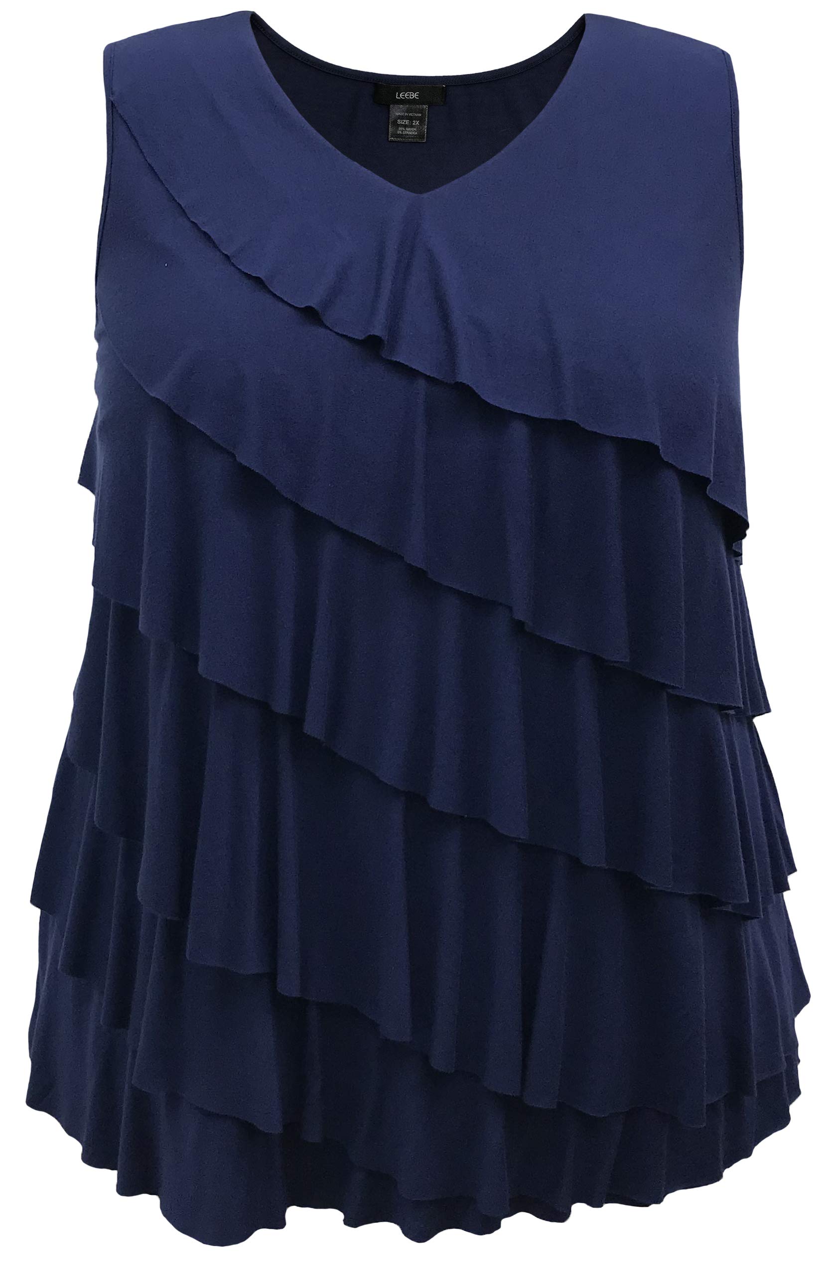 LEEBE Mujer Talla Grande - Blusa de Volantes con Mangas Cortas (1XL-5XL)