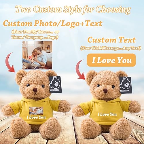 Miniatura 2 de Oso de peluche personalizado, oso de peluche con texto personalizado + imagen como regalo personalizado para novianovio en el día de San Valentín,