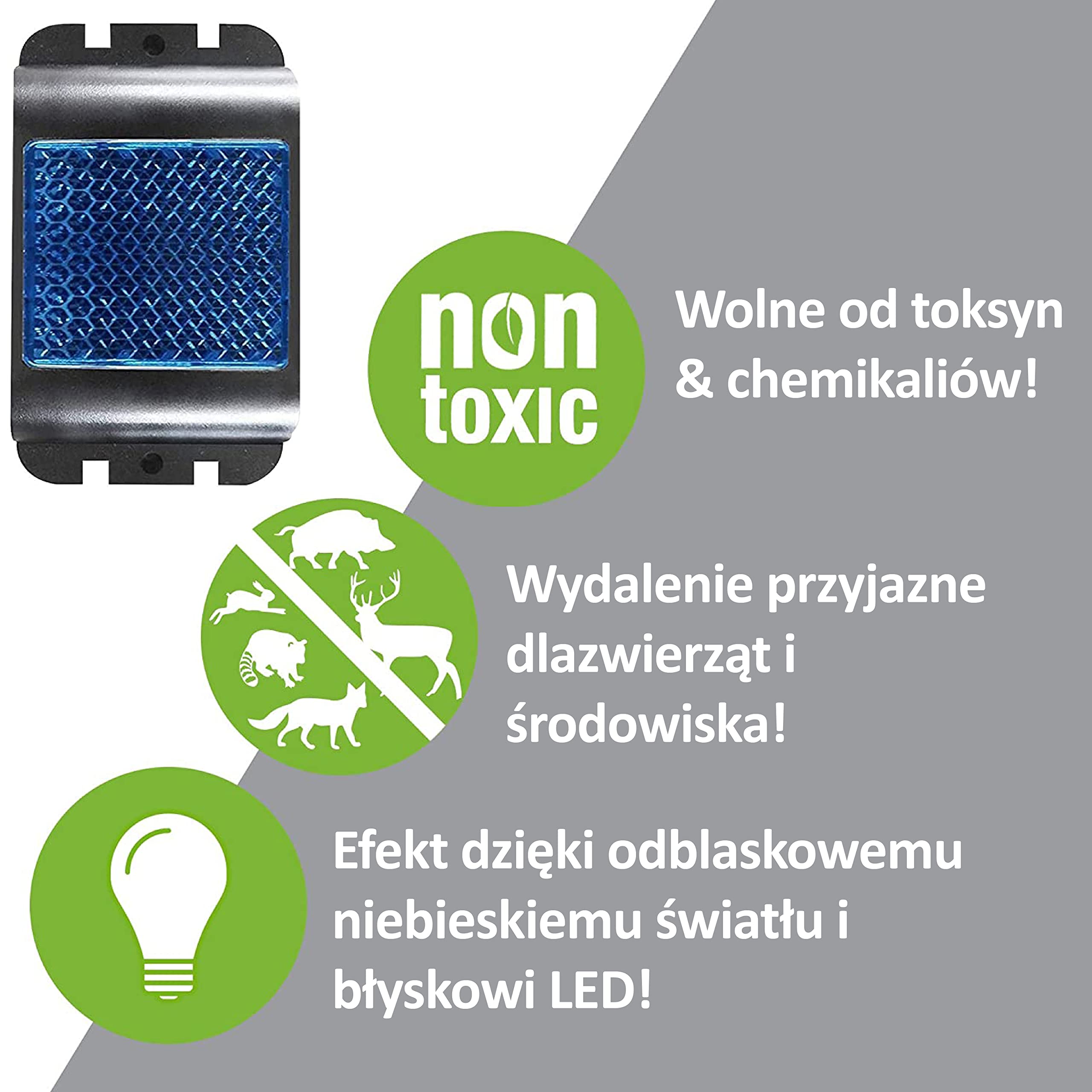 ISOTRONIC Solarny odstraszacz szopów, jeleni i lisów – Niebieskie światło LED – Skuteczna ochrona przed dziką zwierzyną – Zasięg 40 m² (6 sztuki)