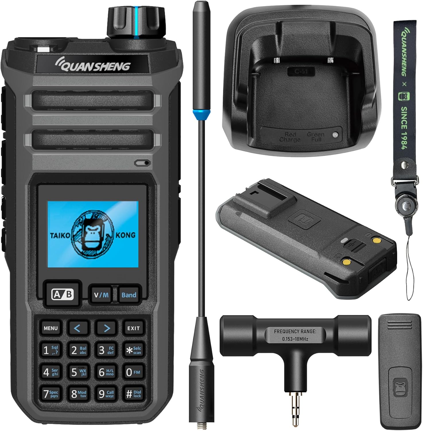 QUANSHENG TK11-5 Long Range Two - Way Radio Dual Receive Transmit High Power Radio Ultra - Wide Frequency Radio Amateur Radio Outdoor Communication Device, 2500mAh USB-C Rechargeable, 999 Channels