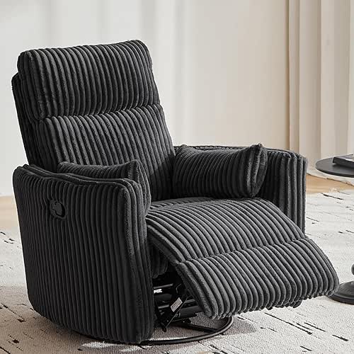 LINSY 360 Swivel Recliner Chair - Corduroy Nursery Glider Rocking