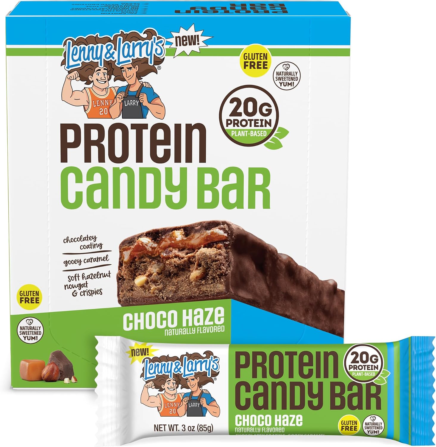 Lenny & Larry’s High Protein Bar – Choco Hazelnut Vegan Protein Bars – 20g Plant-Based Protein, High Fiber Dessert – Gluten-Free Snack – Larger Bar Size (12 x 85g)
