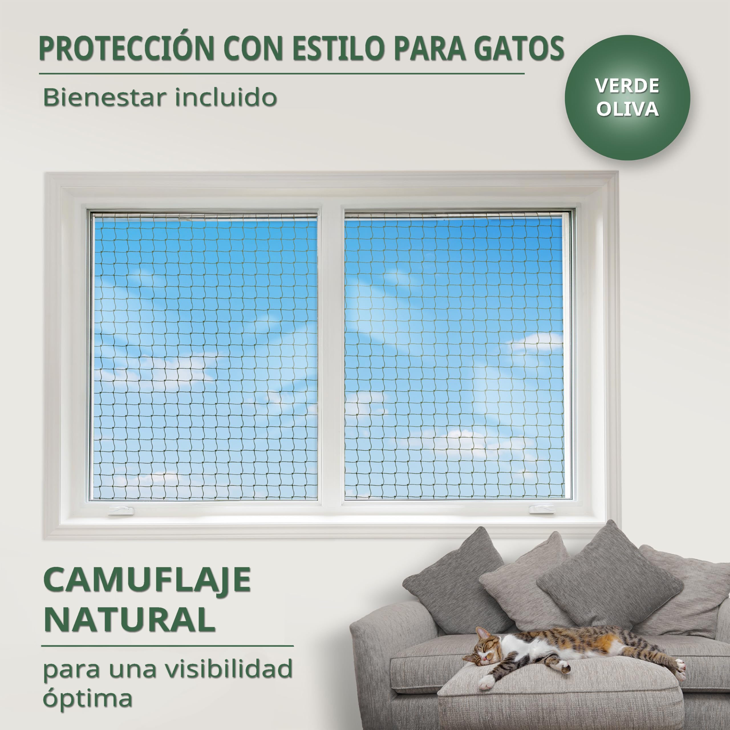 WOOWOOD® Red para Gatos terraza [Extra Reforzado con Alambre] | Red Gatos terraza | Red para Gatos | Red Gatos | Incluye Set de fijación | Red Gatos Ventanas | Malla para Gatos (4X3m)