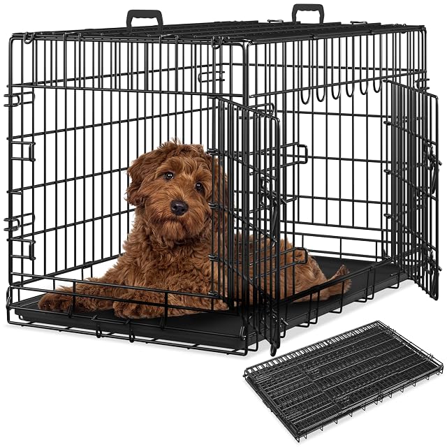tectake® Jaula para Perros Plegable 91,5 x 59,5 x 64 cm con 2 Asas de Transporte, Resistente, Plegable Doble…