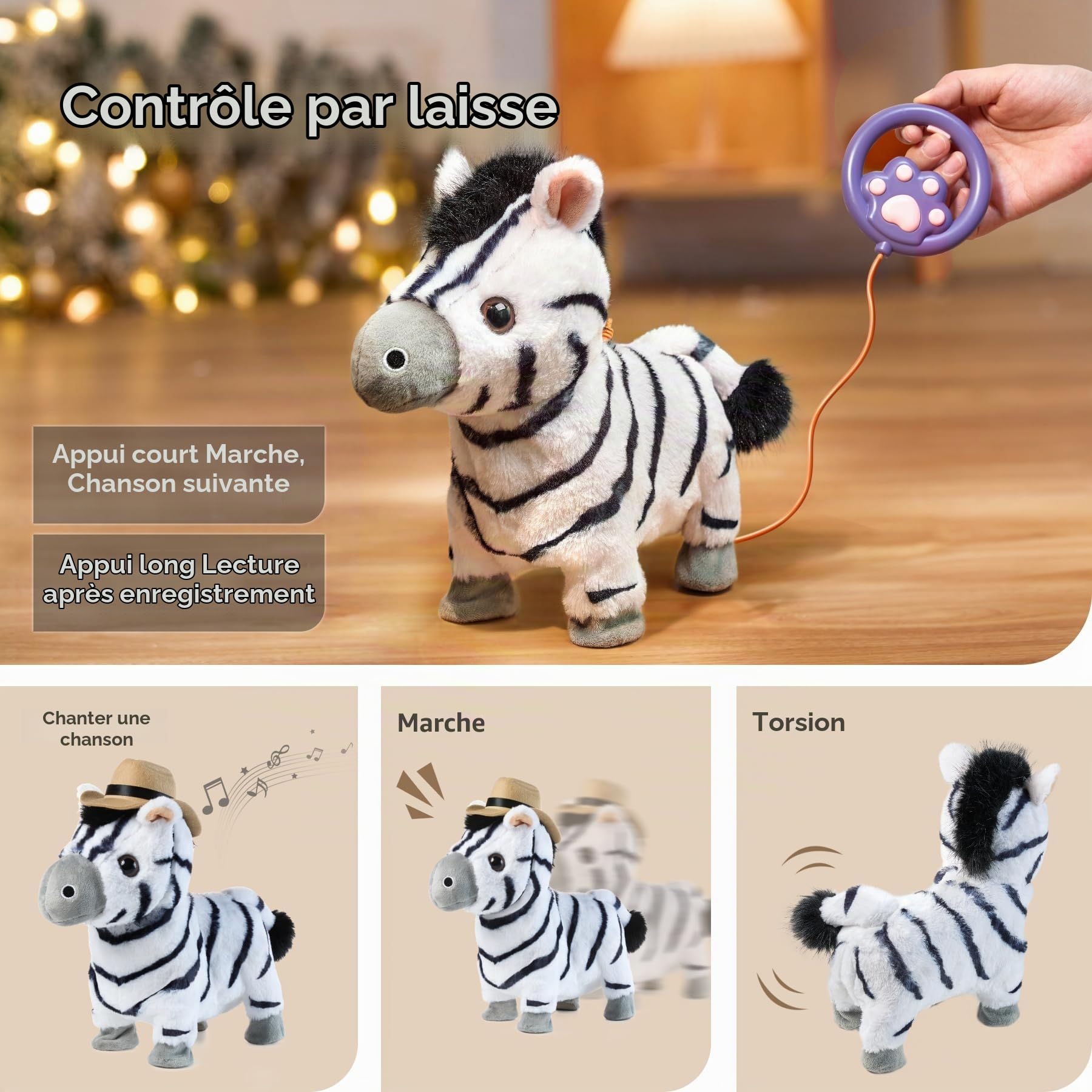 Zèbre En Peluche Qui Marche, Chante Et Répète – Interactif Avec Télécommande, Pour Enfants Dès 3 Ans