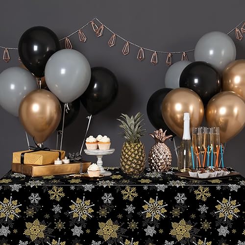 Miniatura 5 de Jectivs Paquete de 3 manteles navideños con copos de nieve negros y