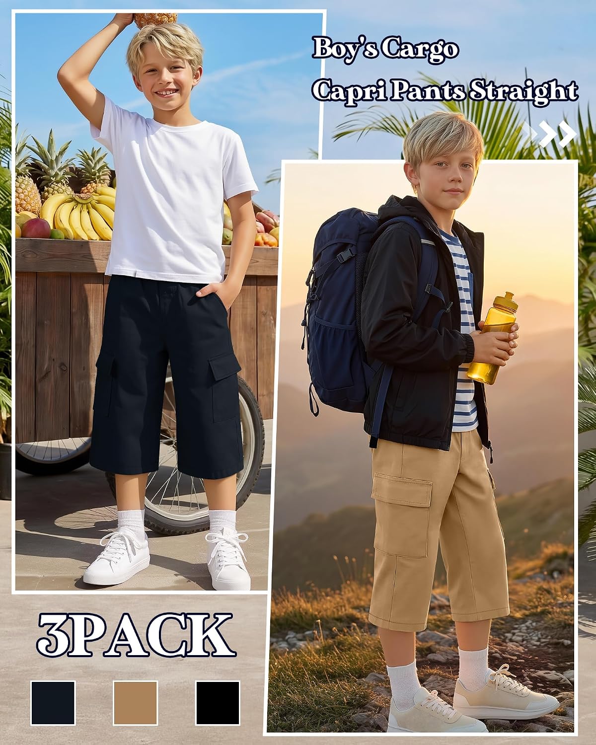 Halfchet 3 Pack Boys School Pants