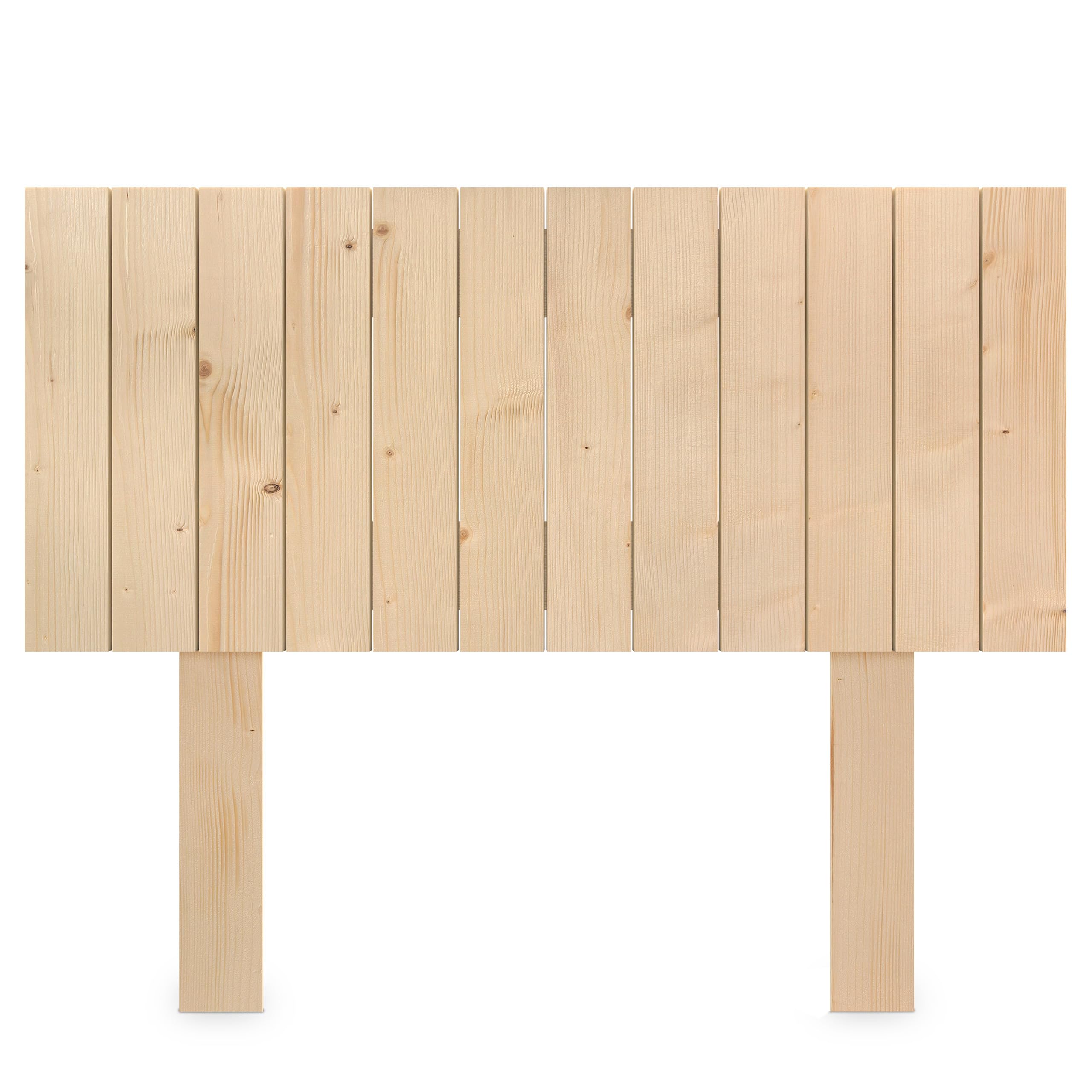 DHOME Cabecero de Madera Natural de Pino con Patas Estilo Palet Vertical Cama Palets Herrajes incluidos (110cm, Madera Natural Pino)