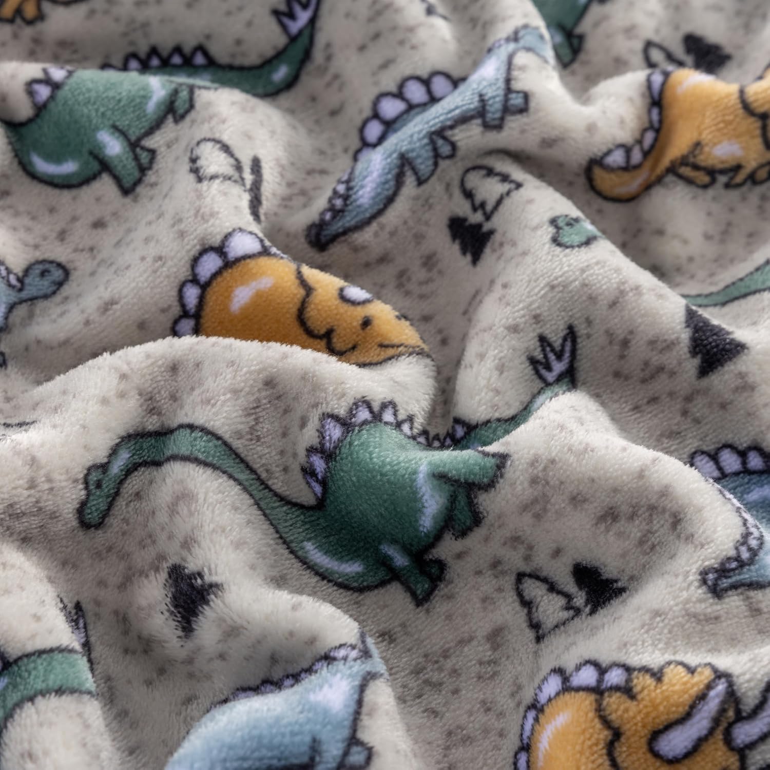 Berkshire Velvetloft® Baby Blanket — Warm Fleece Nursery Throw, Toddler Blanket for Crib, Stroller, and Travel, Ideal Newborn Baby Gift, Dino Walk Grey Multi, 30 in x 40 in