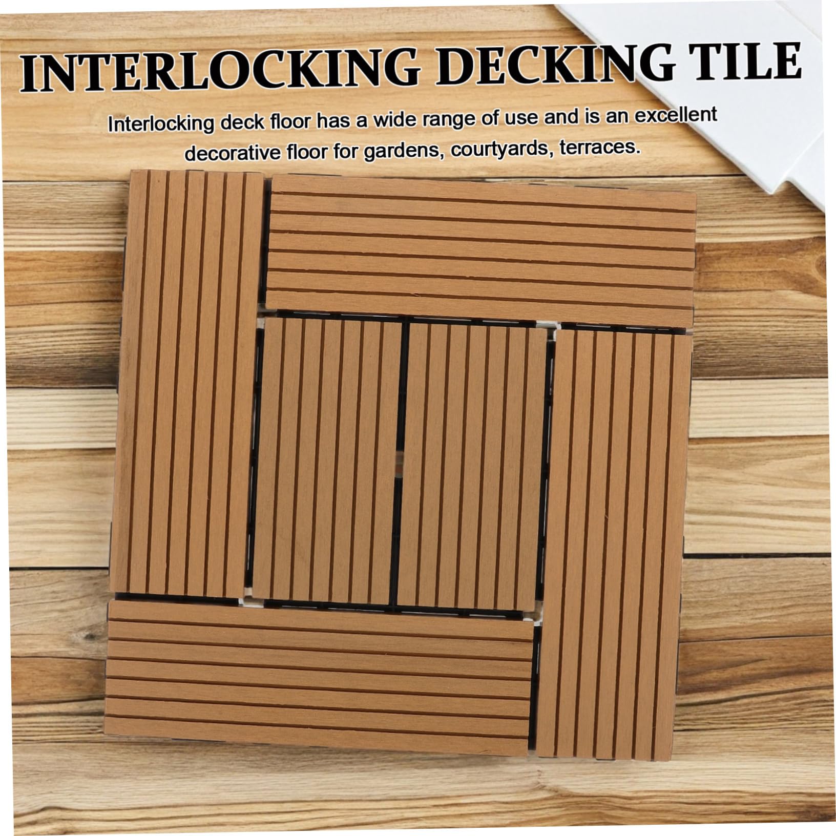 Dalles de Terrasse Clipsables Bois Plastique Durables pour Balcon Patio Jardin DIY Revêtement Sol Extérieur