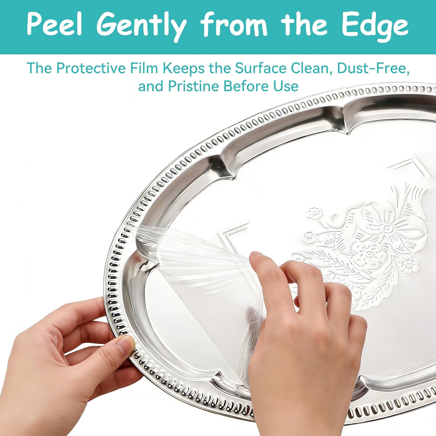 6-Pack Large Silver Serving Trays (16" x 12") – Oval Floral Engraved Serving Platters for Parties, Weddings, Birthdays, Festive Occasions – Mirror Trays for Appetizers, Charcuterie, Cookies, Desserts