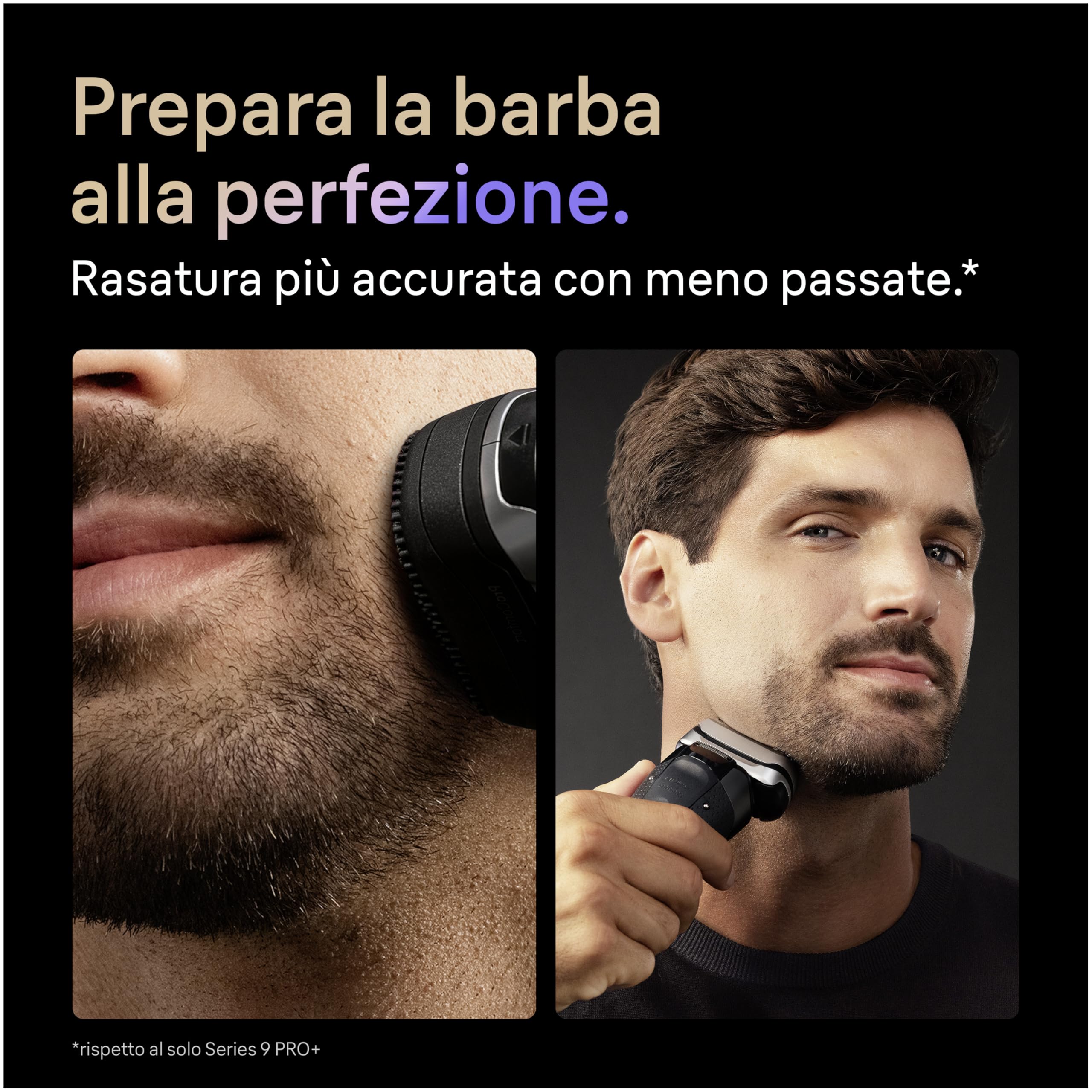Braun Serie 9 PRO + Rasoio Elettrico Barba, Wet&Dry, 5+1 Lame Di Precisione Ultra Sottili, Regolabarba Uomo, Rasoio Barba, 60 Min Utilizzo, Testina ProComfort, Stazione SmartCare 6in1, 9690CCE, Nero