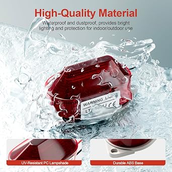 DC24V Strobe Siren Industrial Warning Light with Red LED and 105dB Buzzer, Ultra-Bright Signal Flashing Alarm Light for Safety and Alert, Oval