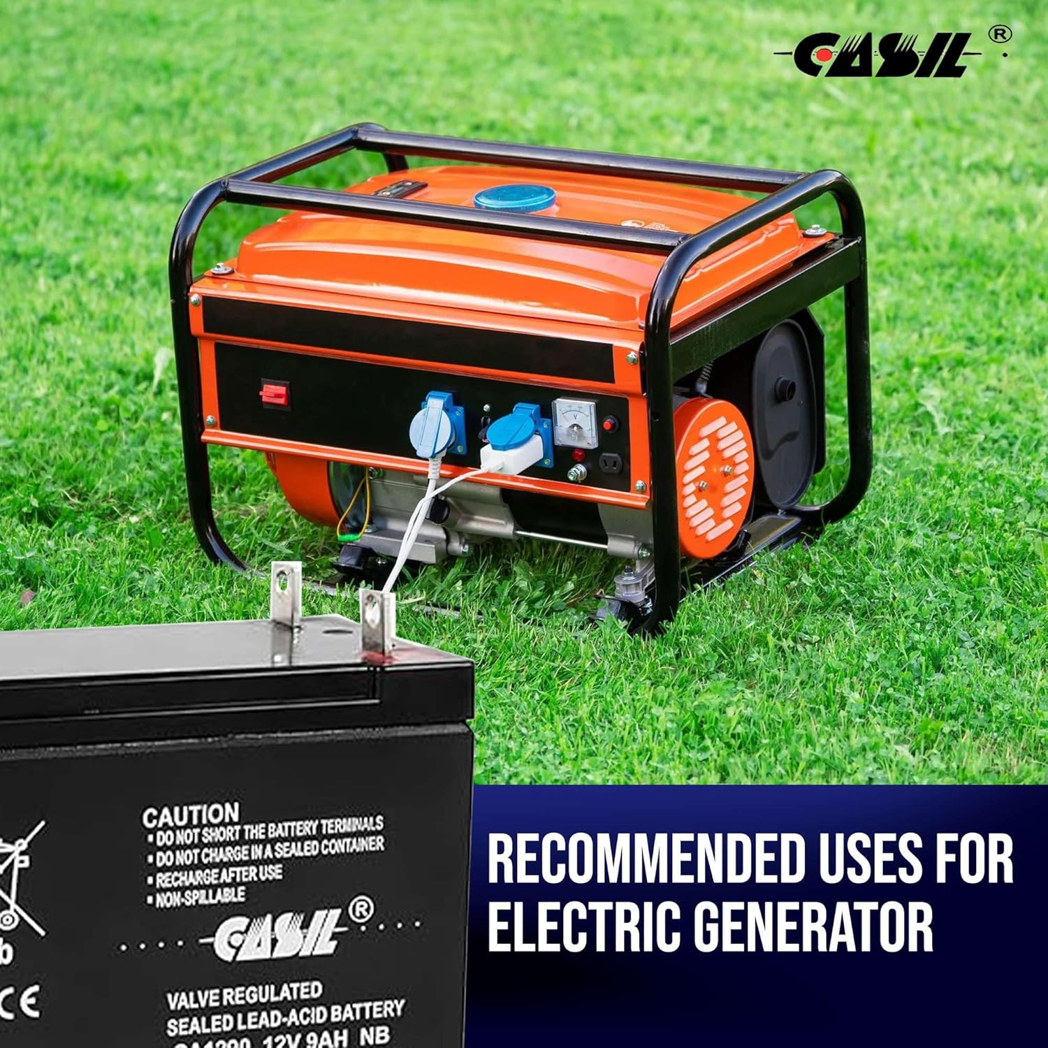 12V 9AH SLA Deep Cycle Battery, Nut and Bolt (NB) Terminal, 12 Volt Rechargeable SLA AGM Battery Replacement for Generac 0G9449, SEL HYS1290, Generac 7500E, Champion 3500, HSL1069