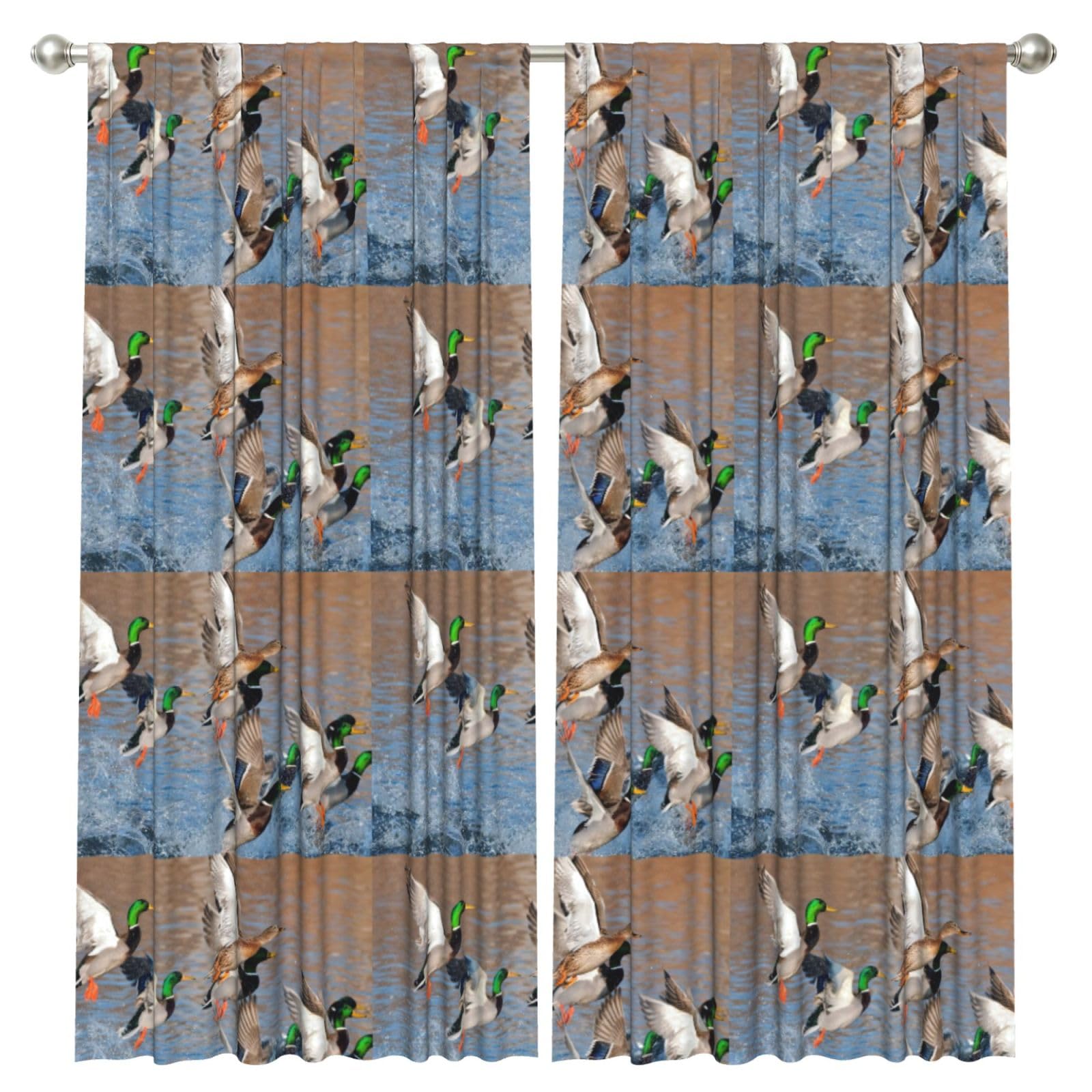 InOmak Ducks Hunting, 2 Panels Window Curtains 52 x 84 Inch Blackout Curtains for Living Room Bedroom