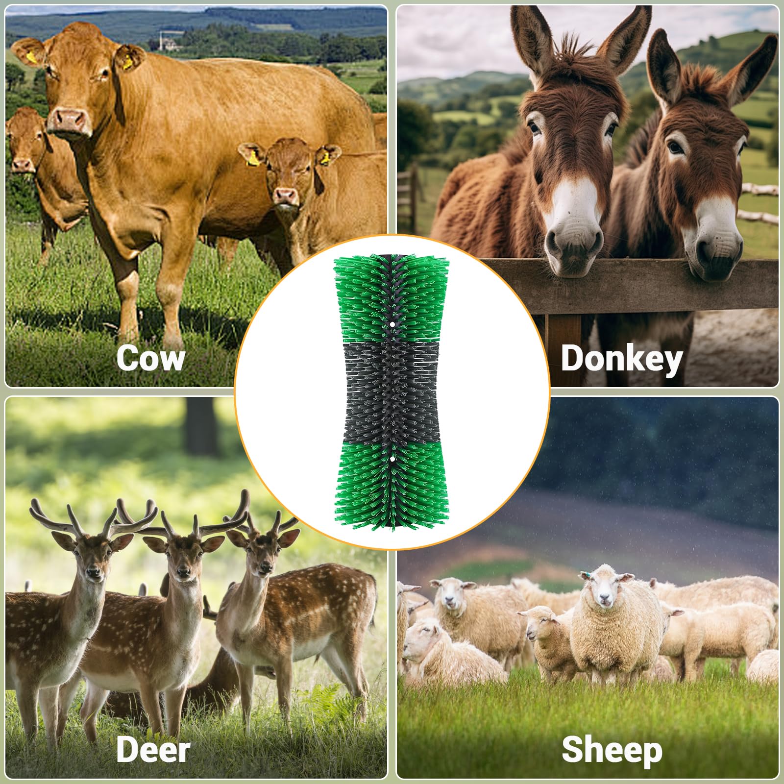 Lot de 2 brosses à gratter pour animaux de ferme, grandes brosses pour chevaux, toilettage, massage, nettoyage, soulager les démangeaisons à l'arrière du bétail, brosse pour chevaux, vaches