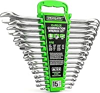 Vista 11 de SWANLAKE Juego de 32 llaves combinadas, SAE y métricas, 1/4"-1" y 7mm-22mm, 12 puntas, de acero cromo vanadio