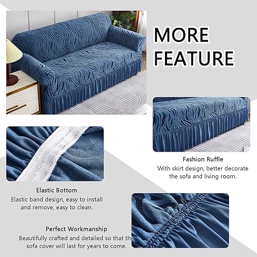 Miniatura 9 de Funda de sofá con falda, funda de sofá de alta elasticidad, protector de muebles para sala de estar, tela elástica de elastano, funda de sofá con