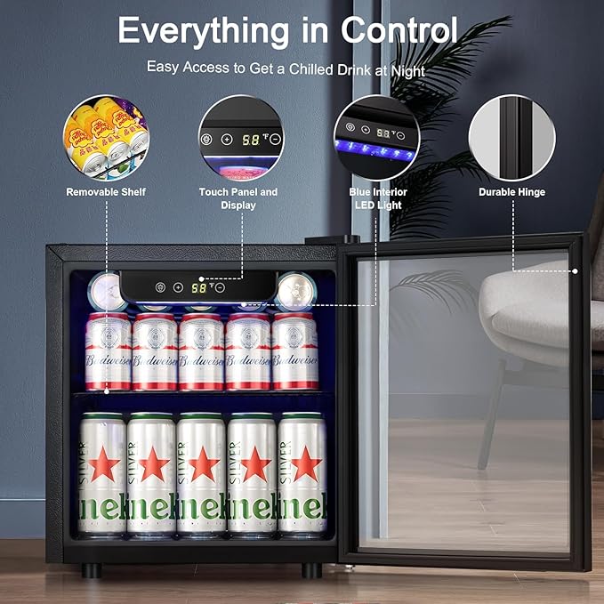 Antarctic Star Mini Fridge Cooler - 12 Bottle 48 Can Beverage Refrigerator Glass Door for Drinks or Beer Wine –Small Drink Dispenser for Home, Office or Bar, Electronic Temperature Control,1.3cu.ft. on Fridge.com