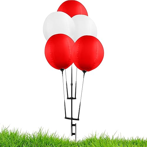 Miniatura 2 de Kit de racimo de globos reutilizable con estaca de tierra, 5 piezas, rojo y blanco