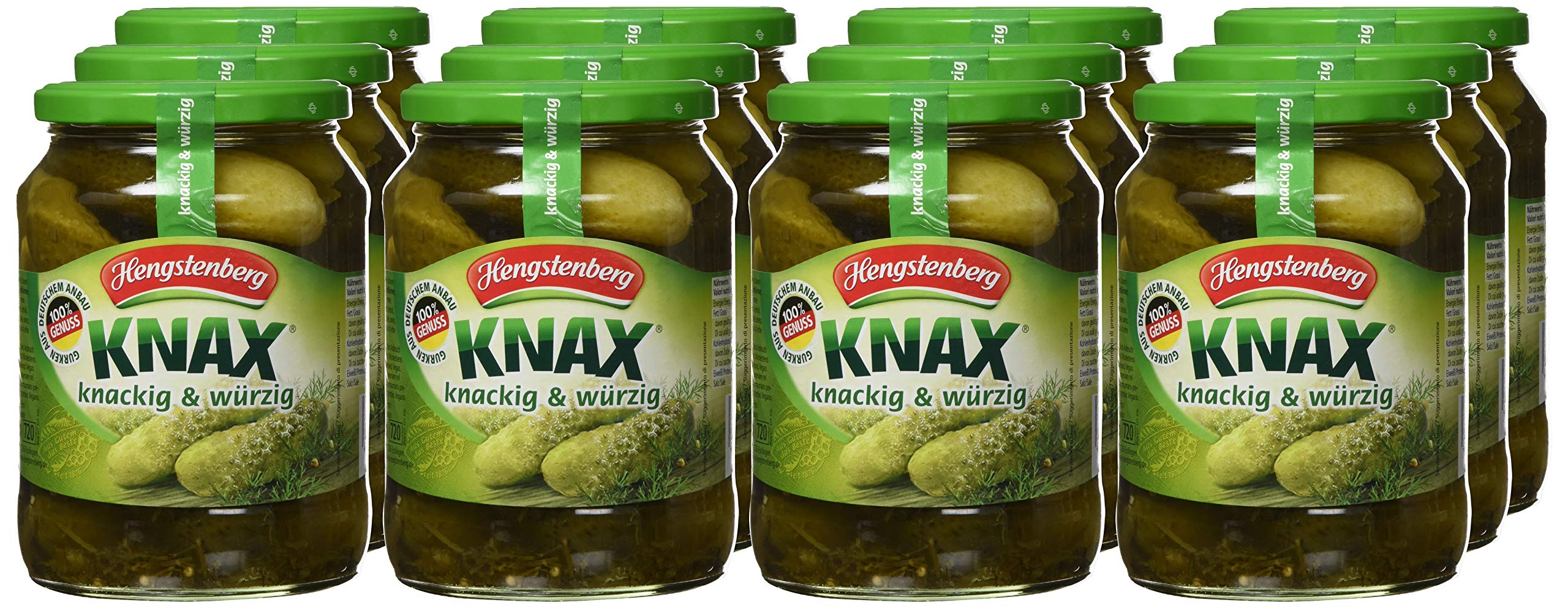 Hengstenberg Knax Gewürzgurken knackig-würzig, 12er Pack (12 x 670 g)