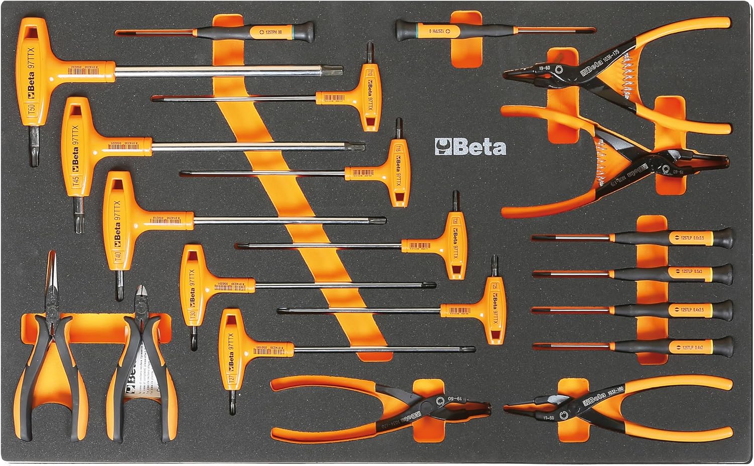 Beta M62 21-Piece Torx Driver, Micro-screwdriver and Pliers Set in Soft Thermoformed Tray