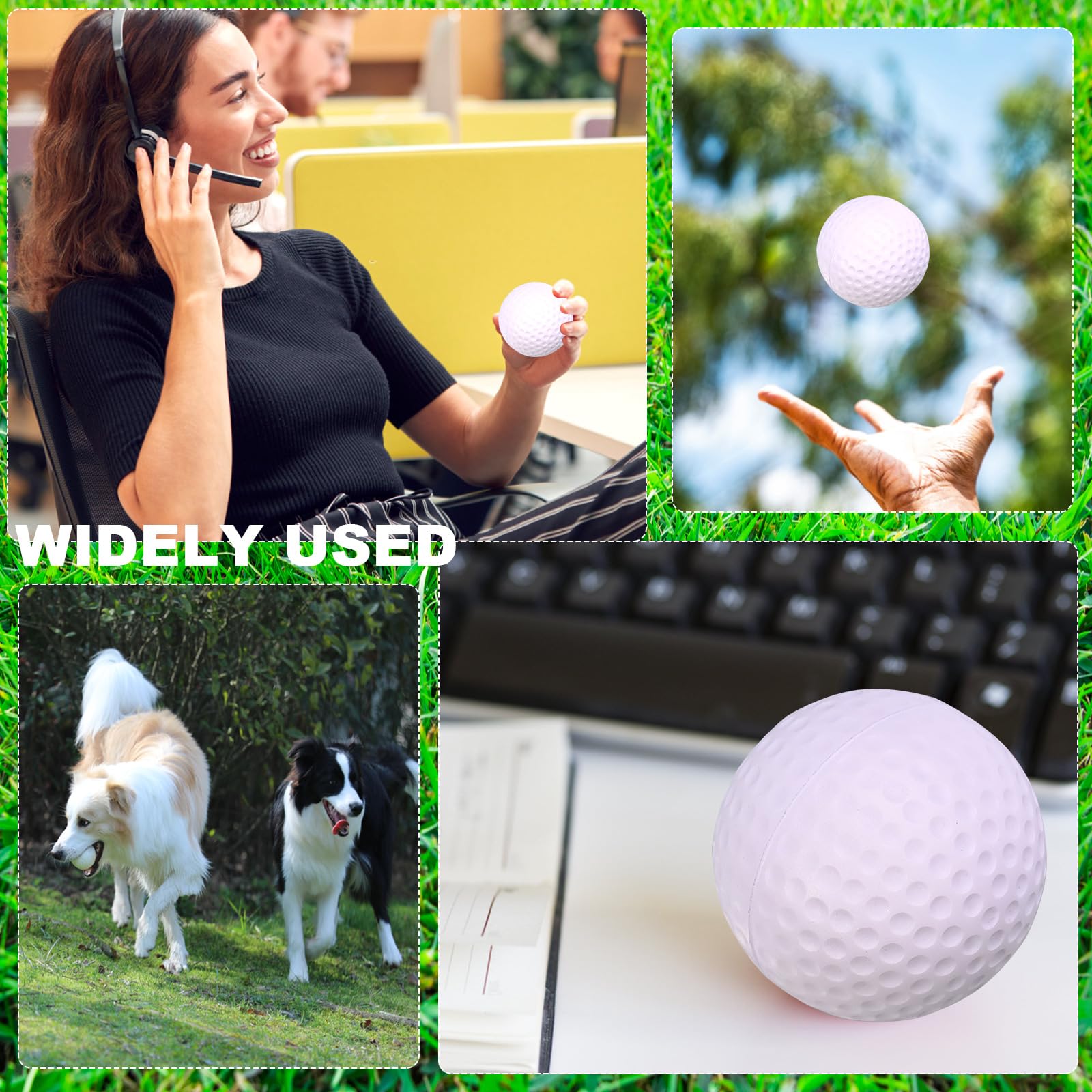 24 mini pelotas de golf de 6,35 cm para práctica de espuma para aliviar el estrés con 2 bolsas de almacenamiento de malla negra, regalos de fiesta deportiva para cumpleaños, escuela,
