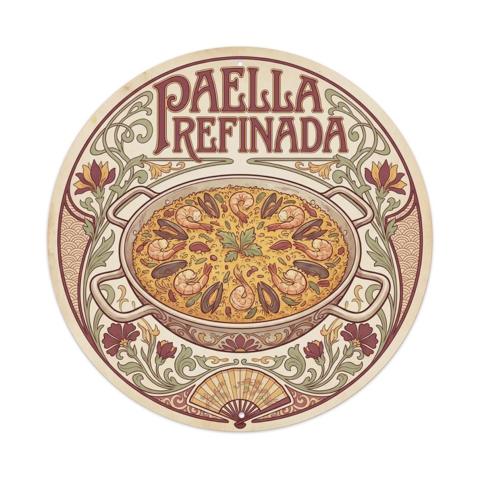 Paella Delicia Vintage Mediterranean Food Metal Tin Sign