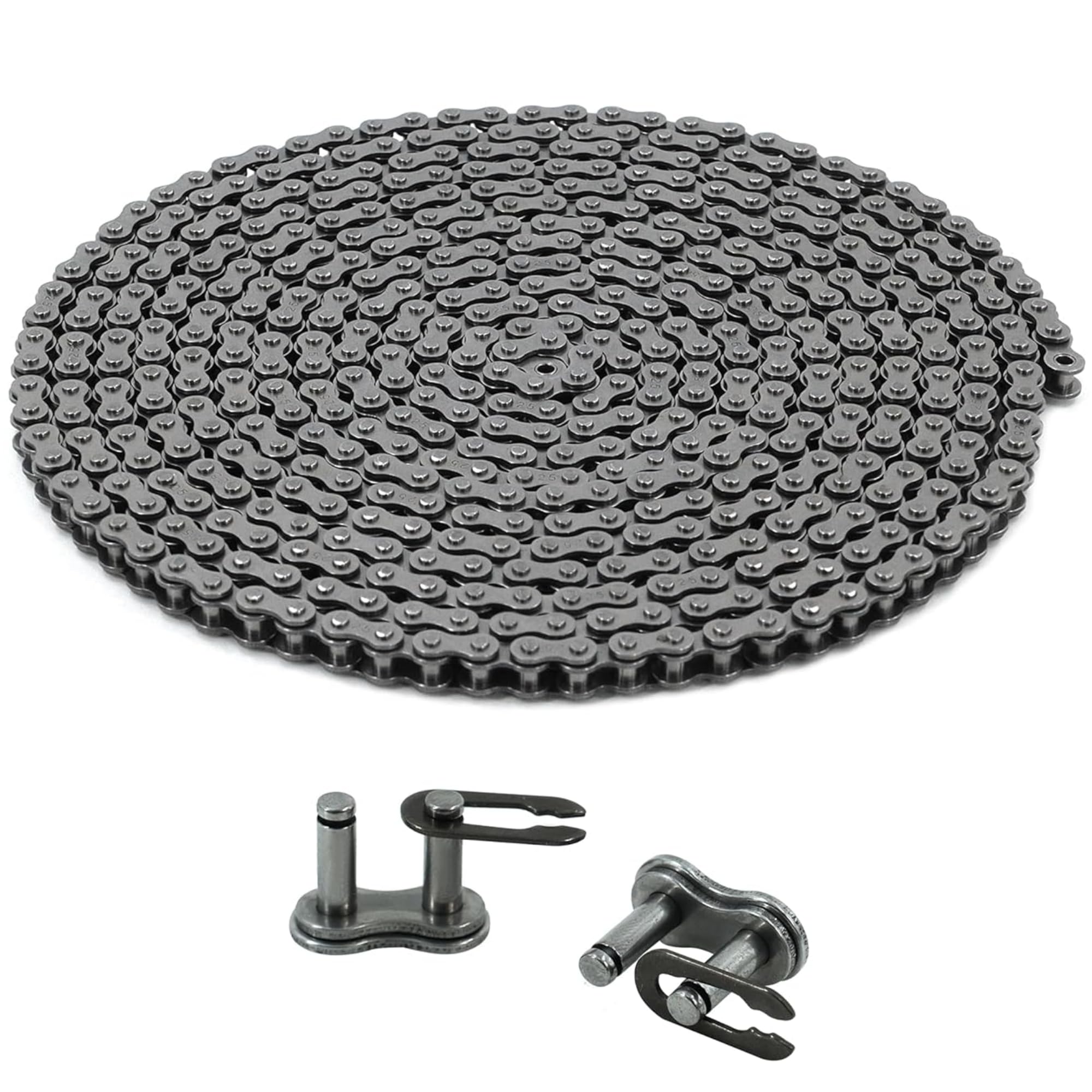 CHR #25 Roller Chain - 10FT | 479 Links + 2 Free Connecting Links | 1/4" Pitch Carbon Steel Chain | Roller Chain for Bikes, Go-Karts, Bicycles & Machinery | ISO 9001-2000 Certified
