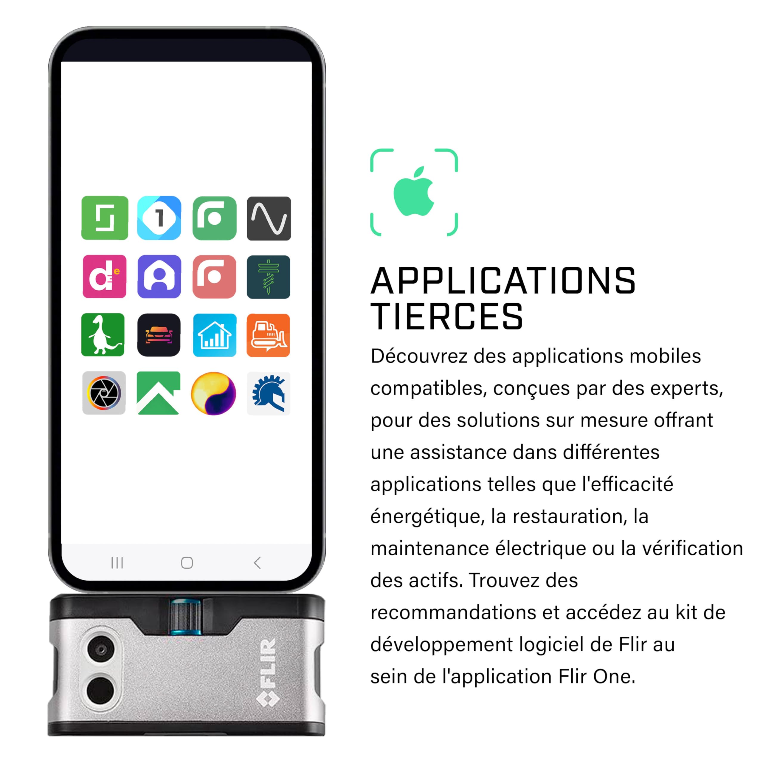 Flir One - Caméra thermique pour smartphones iOS (iPhone 15 et versions ultérieures avec USB-C), super résolution 240x180 (80x60 IR natif)