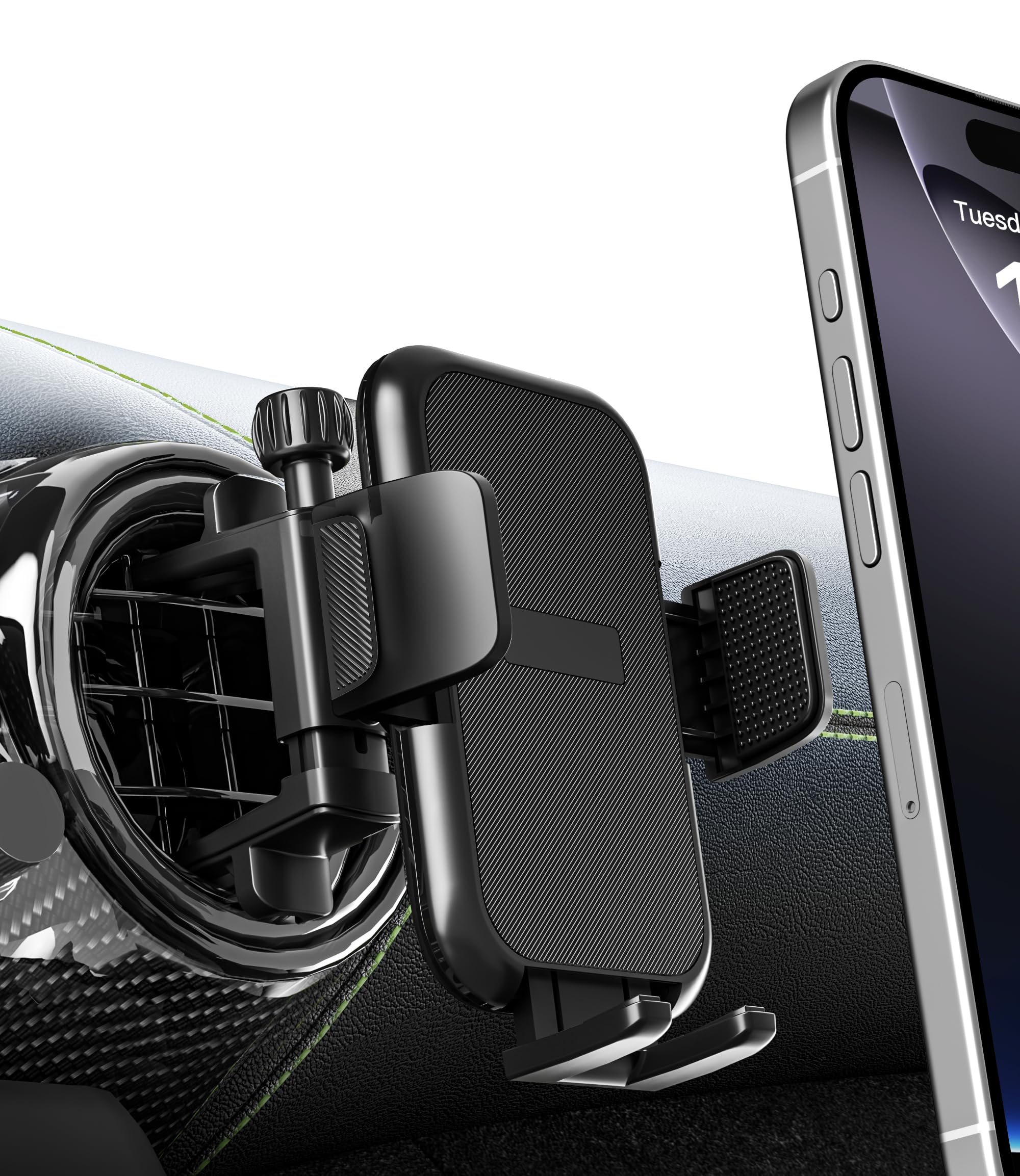 ALAFLY Car Round Vent Phone Mount for Mercedes Benz A/B/C/E/G-Class/GLA/GLK/EQE [Big Phone & Thick Case Friendly], Hands Free Car Phone Holder, Wider