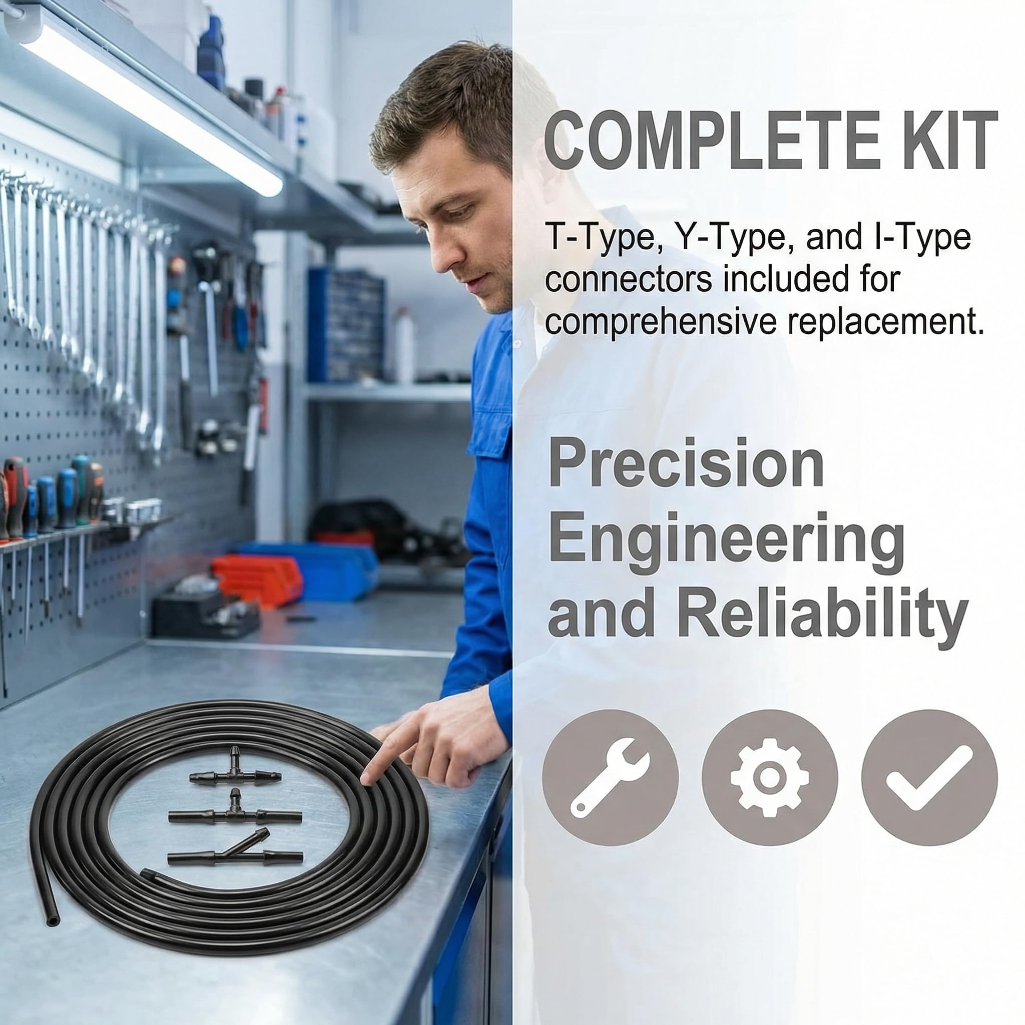 Kit de reparación de manguera lavaparabrisas universal de 3 metros, incluye 30 accesorios de manguera, adecuado para sistemas de lavado de automóviles