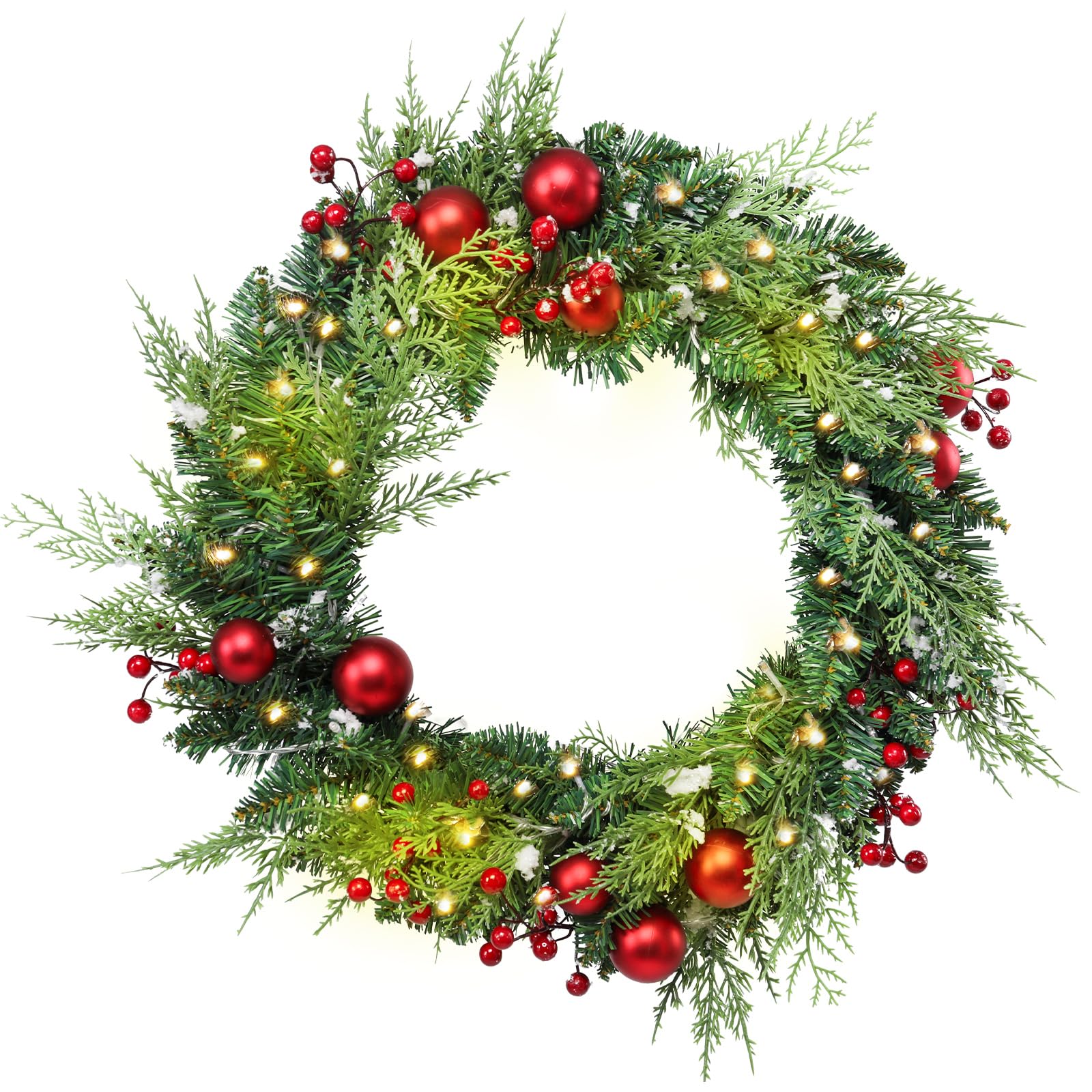 Couronne de Noël extérieure lumineuse 50 cm déco murale intérieure