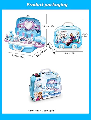 Miniatura 6 de Disne Frozen - Juego de maquillaje para niñas equipaje de belleza 3 en 1 con accesorios de moda, hecho de material ABS seguro, juguete de princesa