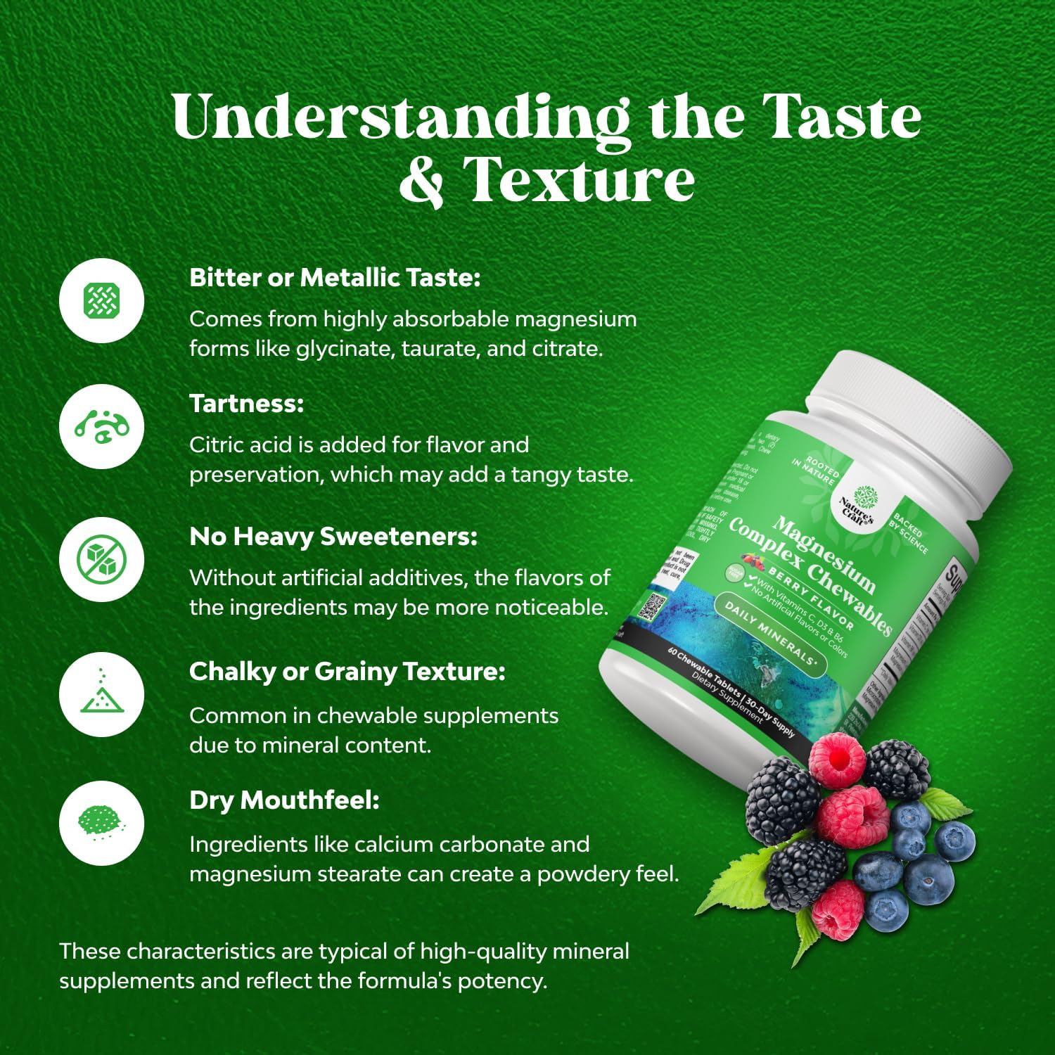 Sugar Free Magnesium Glycinate Chewable - Chewable Magnesium for Adults & Kids with Glycinate Taurate & Citrate Complex Plus Vitamins D3 B6 & C - Vegetarian Non-GMO & No Artificial Flavors - 60 Count - Image 4