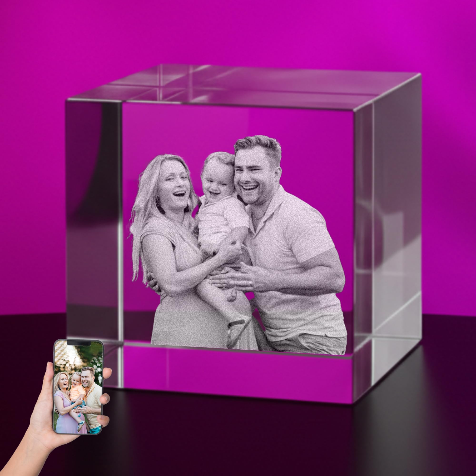 Print Maniacs Crystal Clear Personalised 3D Crystal Candle Photo Gift – Custom Laser Engraved Picture – Memorial, Anniversary & Couple Keepsake