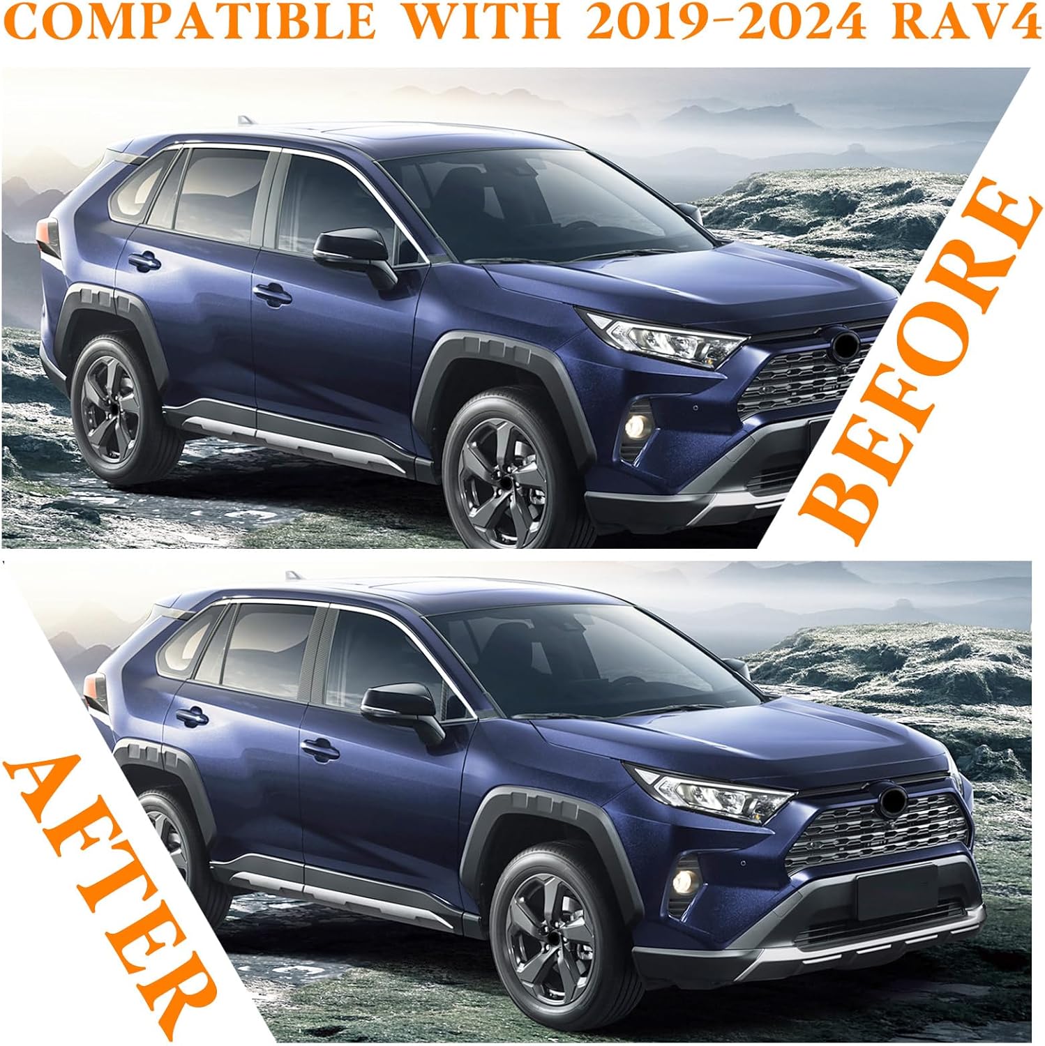 Bilisin Glossy Black Door Pillar Posts Trim Kit Compatible with Toyota RAV4 2019-2024 Exterior Accessories, Anti Scratched Center Side Window Molding Cover Stickers (10Pcs)