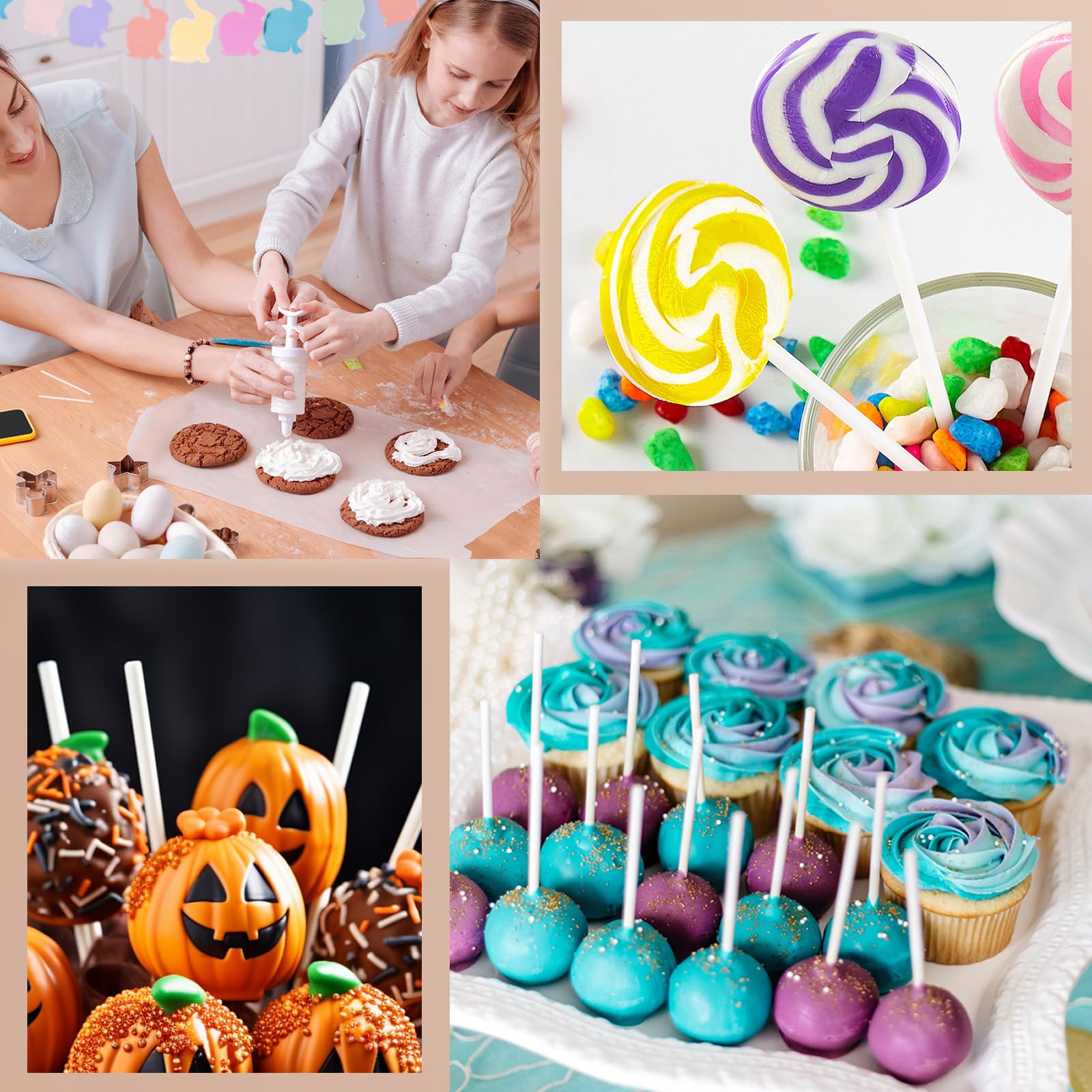 Bâtonnets en Papier pour Cake pops 15 cm x 3,5 mm Blancs 100 pièces